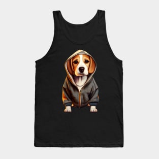 Beagle Wearing a Hoodie Tank Top